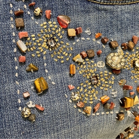 VERTIGO Paris Y2K Bootcut Bling Jeans Heavily Beaded Low Rise Stage Western - Picture 4 of 16